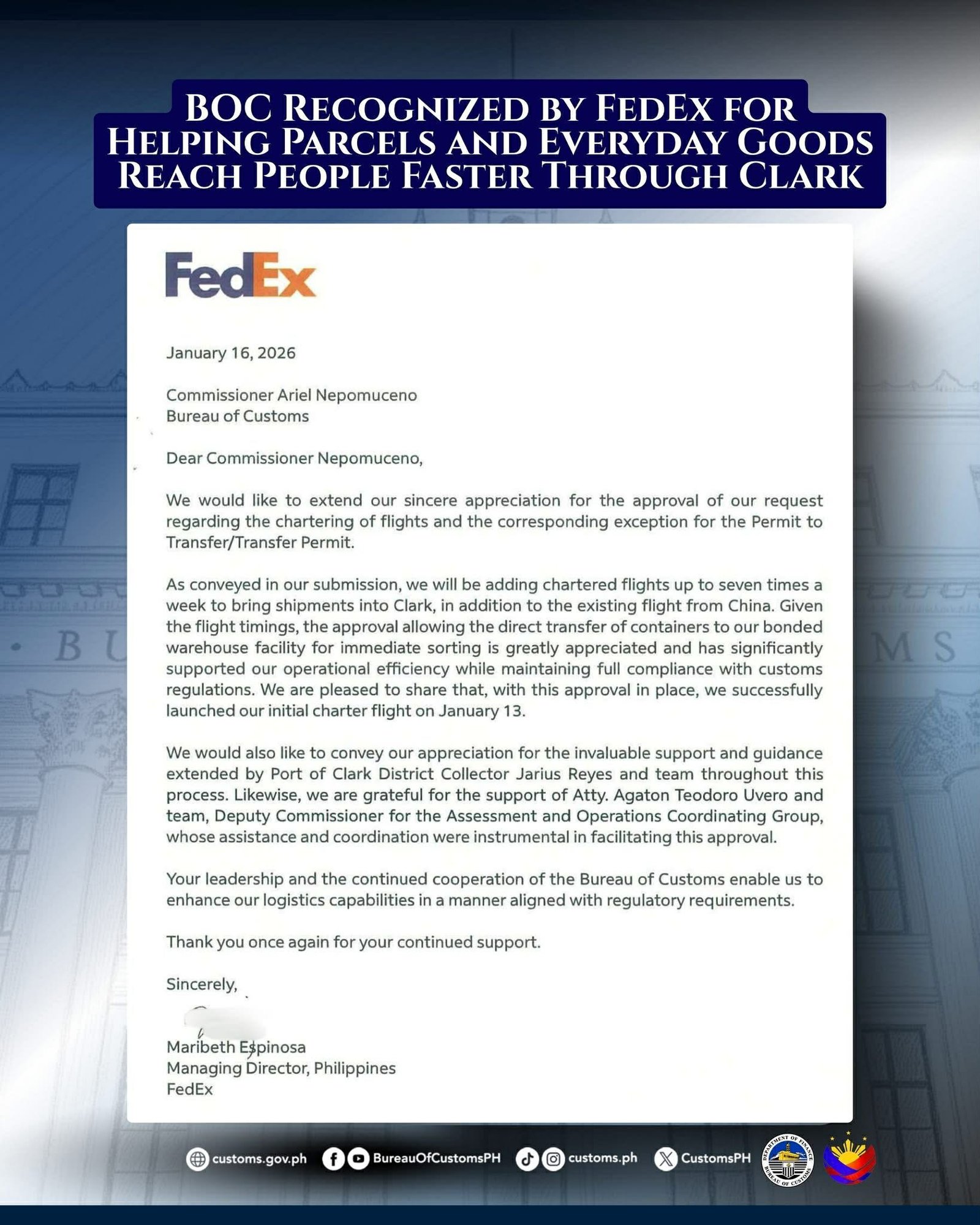 BOC Recognized by FedEx for Speeding Up Cargo Flow at Clark