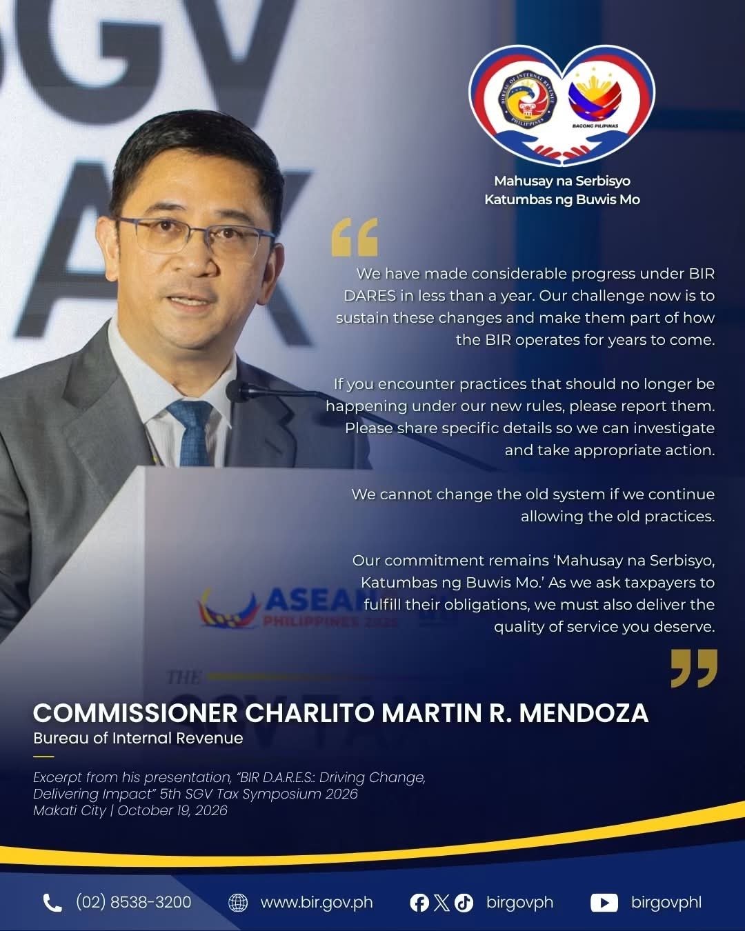 BIR CHIEF MENDOZA FIRES TAX MODERNIZATION WAR! DARES REFORMS TARGET RED TAPE, AUDIT ABUSES, TAX EVASION
